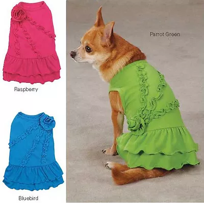 Rosette Ruffle Dog Dress Zack & Zoey  Pink Green Blue Dresses  • $14.99