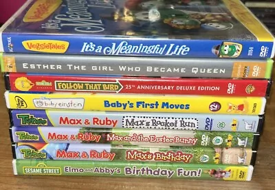 Lot Of 8 VeggieTales Max & Ruby Sesame Street Baby DVDs 3 Factory Sealed • $2.95