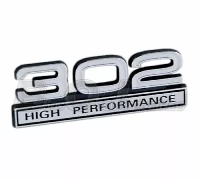 Ford Truck Mustang White & Chrome 302 High Performance Fender Emblem 4  X 1.5  • $12.13