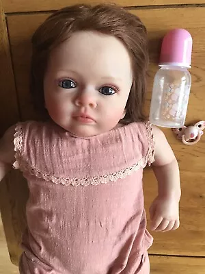 Large Doll 23” Soft Touch Cloth Body Hand Rooted Hair Lifelike Baby Fr U.K. New • £49