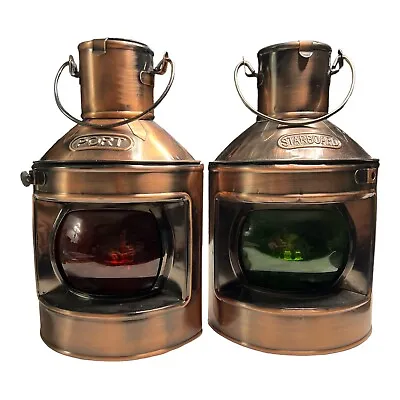 New Vintage Ships Copper Finish Port & Starboard Lanterns Nautical Oil Lamps • $63.99