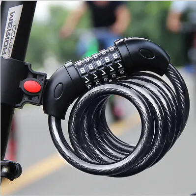 5-Digit Combination Password Bike Lock Cable Bicycle Chain Lock 40  Long Cable • $7.50