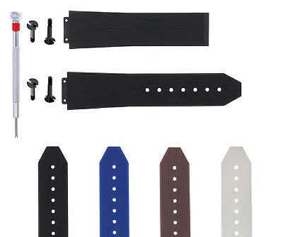 21-24-25mm Rubber Silicone Watch Band Strap For H Hublot +4 Bk Screw Screwdriver • $39.95