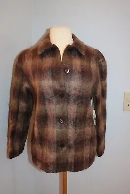 Wool Mohair Fuzzy Plaid Jacket Casual Plaid Shirt Coldwater Creek NWT • $27.99