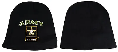 U.S. Army Star (Green Army Letters) Black Embroidered Beanie Skull Cap Hat • $9.88