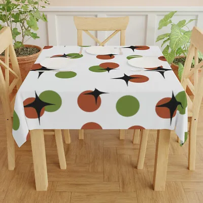 Vintage Styled Mid Century Modern Patterned Tablecloth 55  1950s Kitchen Diner • $45