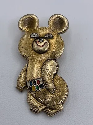 Vintage 1980 Gold Tone MISHA BEAR Olympic Games Mascot Lapel Pin • $14.75