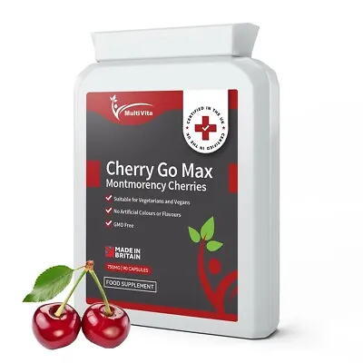 Montmorency Cherry GO MAX 90 X 1500mg Capsules  3000mg Daily Dose 45 Days Supply • £7.85