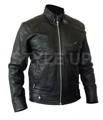 $111.62 • Buy The Bourne Legacy Aaron Cross Stylish Jeremy Renner Casual Biker Leather Jacket