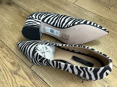 Miss Selfridge Heels Zebra Print Block Heels Size 5 Black Heels • £9.99