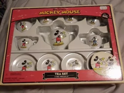 Schylling Disney Mickey Mouse Minnie PORCELAIN 13 Piece Tea Set In Box Vintage • $51.99