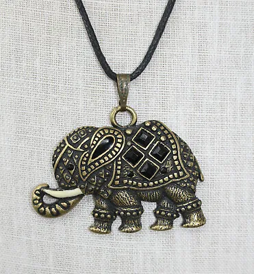 Elephant Necklace Trunk Up Bohemian Bollywood Animal Pendant Ganesha Gold Tone • $8