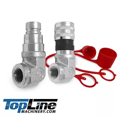 TL107 1/2 NPT Flat Face Hydraulic Quick Coupler 1/2 Body 90 Deg. Elbow Bobcat • $76.95