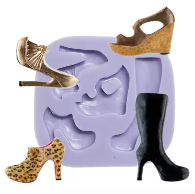 High Heel & Boot Silicone Cake Fondant Decor Topper Mould Chocolate Baking Tool • £4.79