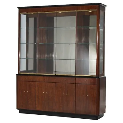 Mid Century Modern Profiles By Drexel Mahogany & Ebonized Breakfront Cabinet • $2360