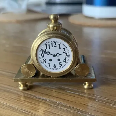 Vintage Miniature Brass Mantel Clock Figurine - Dollhouse - Made In Holland • $6.50