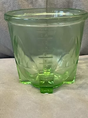 1930s HAZEL ATLAS Depression Vaseline Glass 16 Oz Footed Measuring Cup • $25