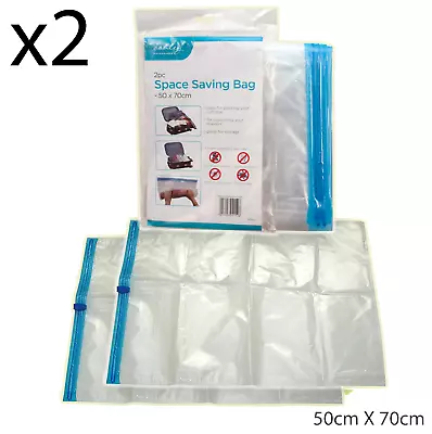 Space Saver Travel Reusable 2pcs Storage Bags 50cm X 70cm Quality Travel Bag • £2.99