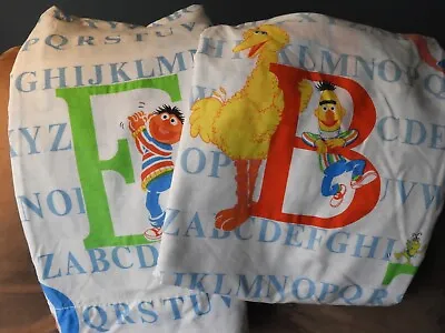 Vintage SESAME STREET ABC Muppets Twin Size Fitted & Flat Sheets JP Stevens USA • £18.89