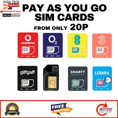 Free Sim Card New Sealed Classic Only 99p Pay As You Go 02 MINI MICRO NANO Free • £0.99