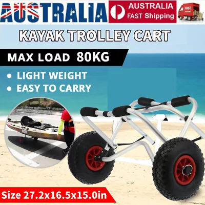 Portable Kayak Trolley Canoe Adjustable Aluminium Wheel Cart Carrier 80KG • $52.89