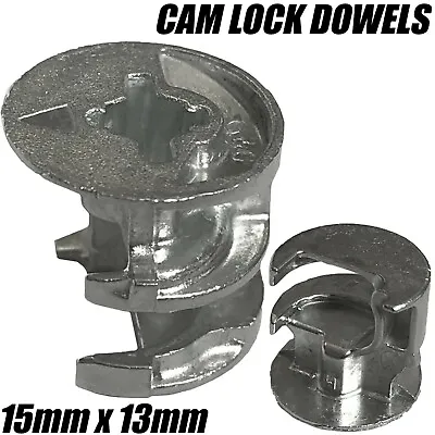 15mm X 13mm CAM DOWEL TURN LOCK LOCKING NUT DESK WARDROBE FLATPACK IKEA  ARGOS • £13.19