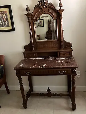 Antique Washstand Henri Deux 1880 With Marble Top • $950