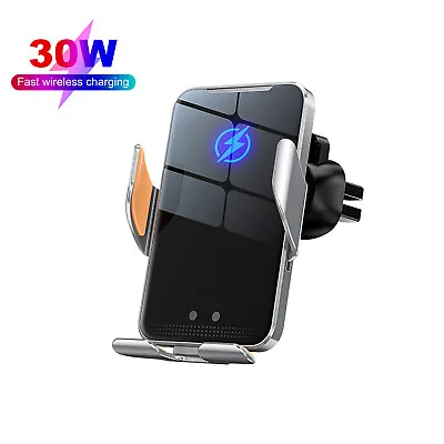 30W Wireless Car Charger Phone Holder Air Vent Mount For IPhone 12 13 14 Pro XS • £15.99