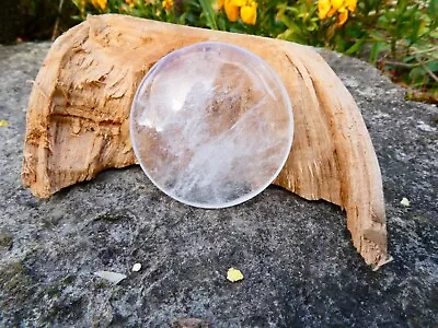 Clear Quartz Gemstone Crystal Round Thumb Worry/Pocket Stone 35mm Polished • $7.78