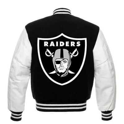 Letterman NFL Oakland Las Vegas Raiders Wool Varsity Jacket With Leather Sleeves • $119.99