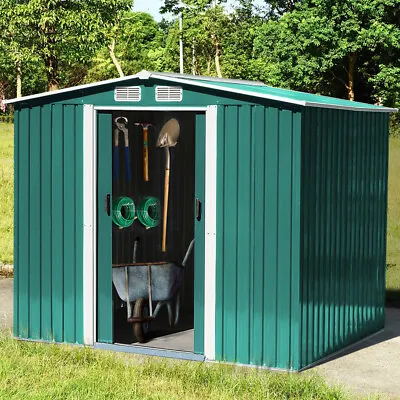 Large Garden Metal Shed Tool Storage House Galvanised Roof Sheds With Base Vent • £419.95