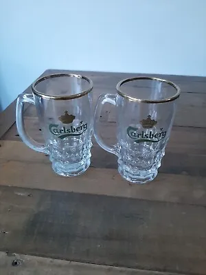 2 X Vintage Carlsberg Half Pint Glasses Tankard Retro Pub New Old Stock Bar  • £11.49