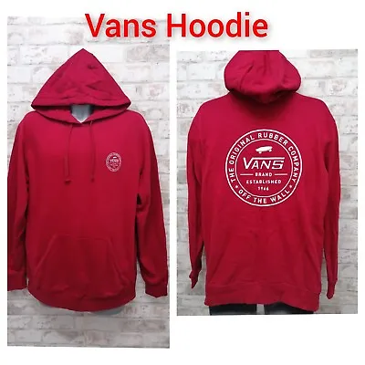 Vans Off The Wall Red Pullover Hoodie Size Medium Long Sleeve Big Logo (back)  • £19.95