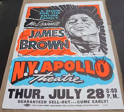 1995 James Brown NT Apollo Theatre Signed Reproduction Concert Poster 30.5x22  • $200