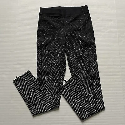 Rag & Bone Leggings Womens S Black Chevron Striped Activewear Ankle Zip NWOT • $26.59