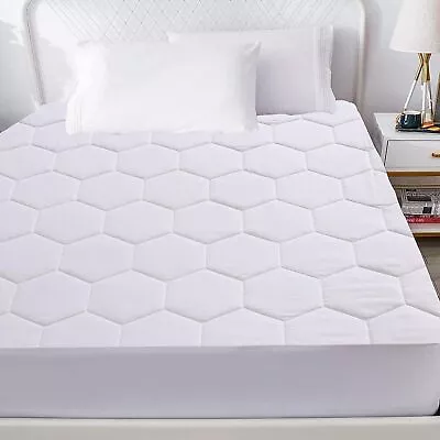 Extra Deep Quilted Matress Mattress Protector Fitted Bed Cover Single Double Kin • £6.95