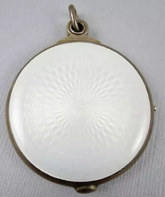 £198.74 • Buy Sterling Silver White Guilloche Enamel Double Sided Swing Compact - England
