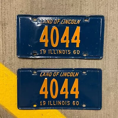 1960 Illinois License Plate Pair 4044 Low Number YOM DMV Clear Ford Chevy Dodge • $87.66