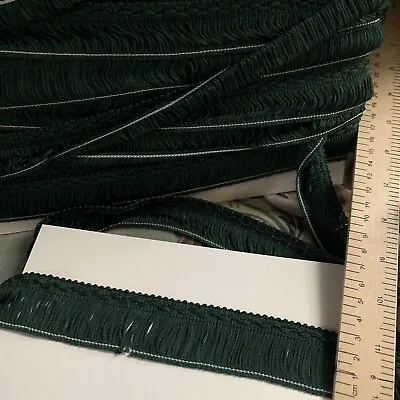 1m Vintage Made In UK 3cm DARK GREEN Lampshade Fringe With Gimp/braid/trim F013 • £1.50