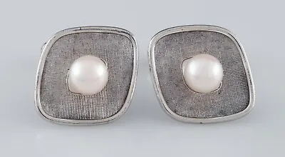 Mikimoto Vintage Sterling Silver Pearl Cufflinks Gorgeous • $277.20