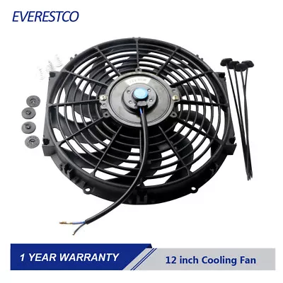 1PC 12V 12 Inch Pull Push Slim Universal Radiator Cooling Fan W/ Mount Kit • $18.95