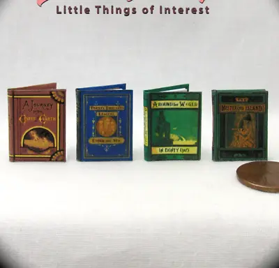 JULES VERNE Set (4) Dollhouse Miniature 1:12 Scale Readable Books • $17.85