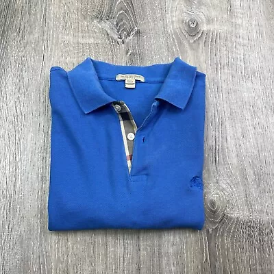 Burberry Brit Polo Shirt Men's Medium Blue Nova Check Collar • $59.99