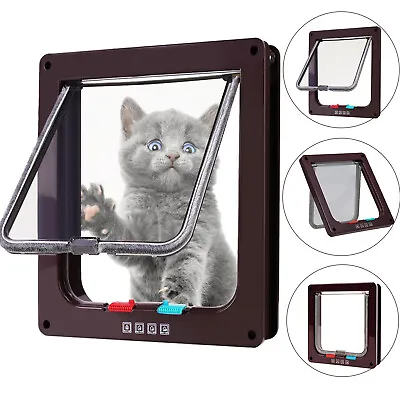 4 Way Pet Door Cat Puppy Dog Magnetic Lock Lockable Safe Flap Door Frame ABS • $19.67