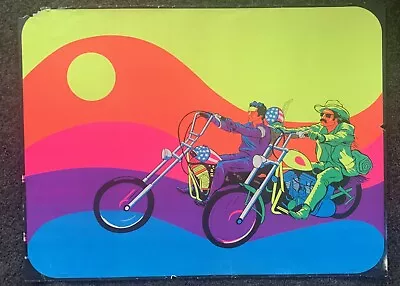 Rare Original 1960s Easy Rider Blacklight Poster Captain America & Billy 33x44 • $350