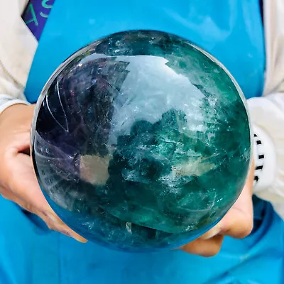 2560G Natural Beautiful Fluorite Energy Magic Crystal Ball Sample Healing 867 • $0.99