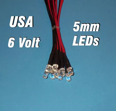 10 X LED - 5mm PRE WIRED LEDS 6 VOLT ~ GREEN BLINKING ~ 6V DC  USA • $5.99