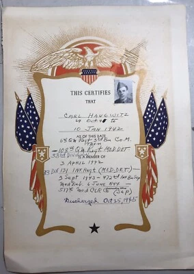 $12.75 • Buy Certificate That Certifies Of Discharged 1945