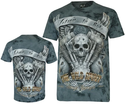 Live To Ride Biker Skull Eagles Wild Spirit Glow In Dark Tie Dye T-Shirt By Wild • £15.99