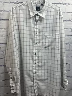 JF J.Ferrar Dress Shirts Men’s Big & Tall 2XLT White Black Plaid • $16